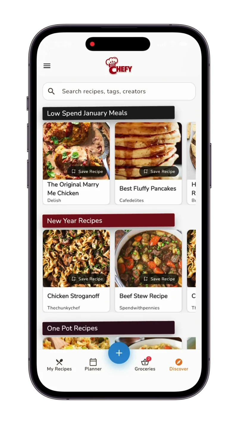 Chefy discover and create recipes workflow