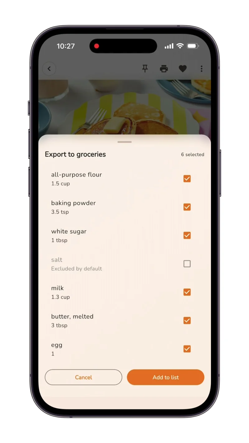 Chefy groceries and planner workflow