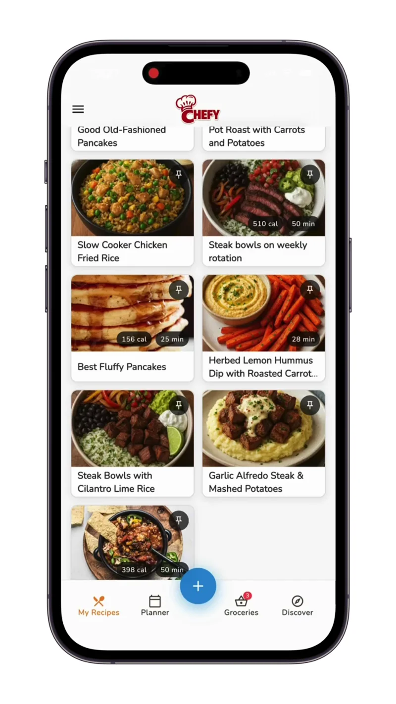 Chefy mobile app screens